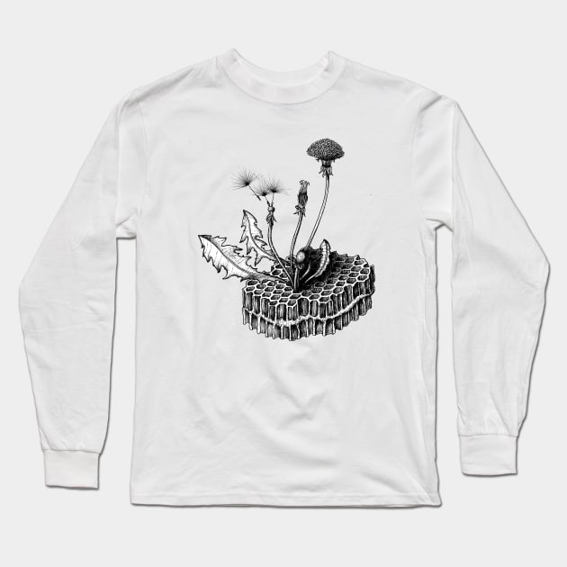 Honeycomb Dandelion Long Sleeve T-Shirt by ArtbyGraves